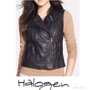 Halogen Black Leather Moto Vest